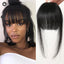 100% Human Hair Bangs Natural Brown Wispy Bang Hair Clip in Bangs Fringe with Temples Hairpiece for Women Clip on Air Bang 4.5in - Slobuy