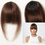 100% Human Hair Bangs Natural Brown Wispy Bang Hair Clip in Bangs Fringe with Temples Hairpiece for Women Clip on Air Bang 4.5in - Slobuy