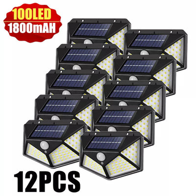 100 LED Solar Wall Lights Outdoor Solar Lamp Waterproof Motion Sensor Solar Powered Sunlight Street Light for Garden Decoration - Slobuy
