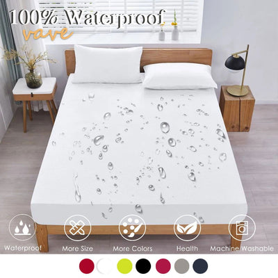 100% Waterproof Fitted Bed Sheet with Elastic Band Anti-slip Cover Mattress Protector for Single Double King Queen160 180 200 - Slobuy