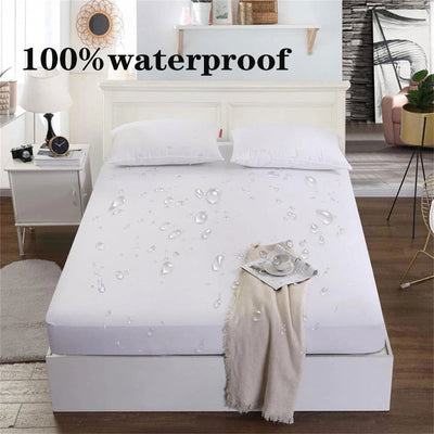 100% Waterproof Fitted Bed Sheet with Elastic Band Anti-slip Mattress Cover Mattress Protector for Single Double King Queen - Slobuy