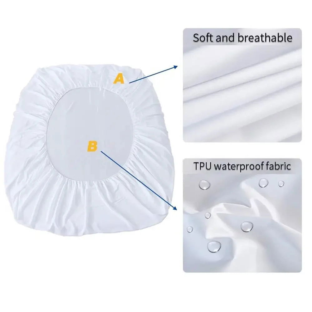 100% Waterproof Fitted Bed Sheet with Elastic Band Anti-slip Mattress Cover Mattress Protector for Single Double King Queen - Slobuy