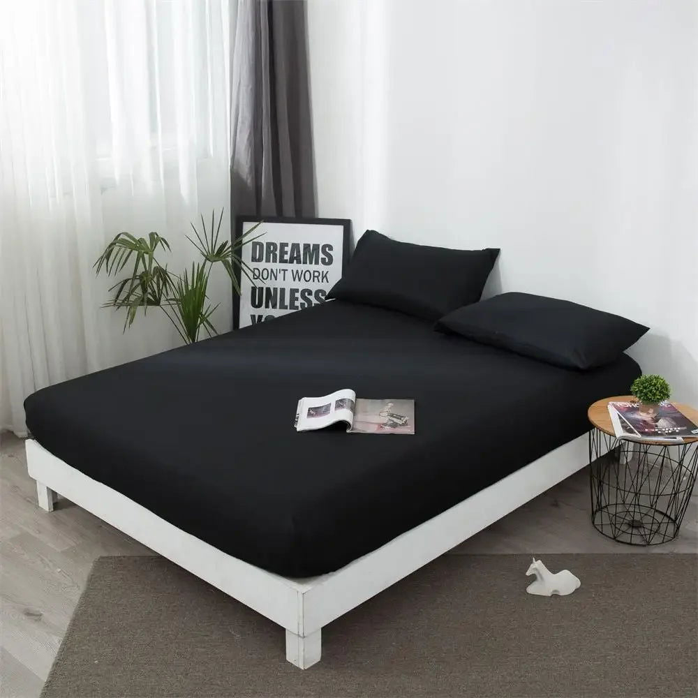100% Waterproof Fitted Bed Sheet with Elastic Band Anti-slip Mattress Cover Mattress Protector for Single Double King Queen - Slobuy