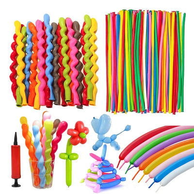 50/100pcs Balloon Long Strip Spiral Style Color Latex Gathering Party Birthday Wedding Decoration Balloon Design Inflator TMZ - Slobuy