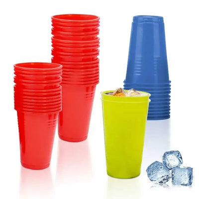 100pcs Disposable Plastic Cups Everyday Use Sturdy Plastic Party Cups For All Occasions Available In Many Color Party Supplies - Slobuy