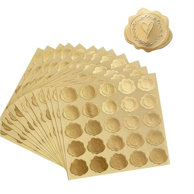100pcs Gold Embossed Heart Sticker Envelope Sealing Sticker Wedding Invitation Greeting Card Sealing Sticker Party Supplies - Slobuy
