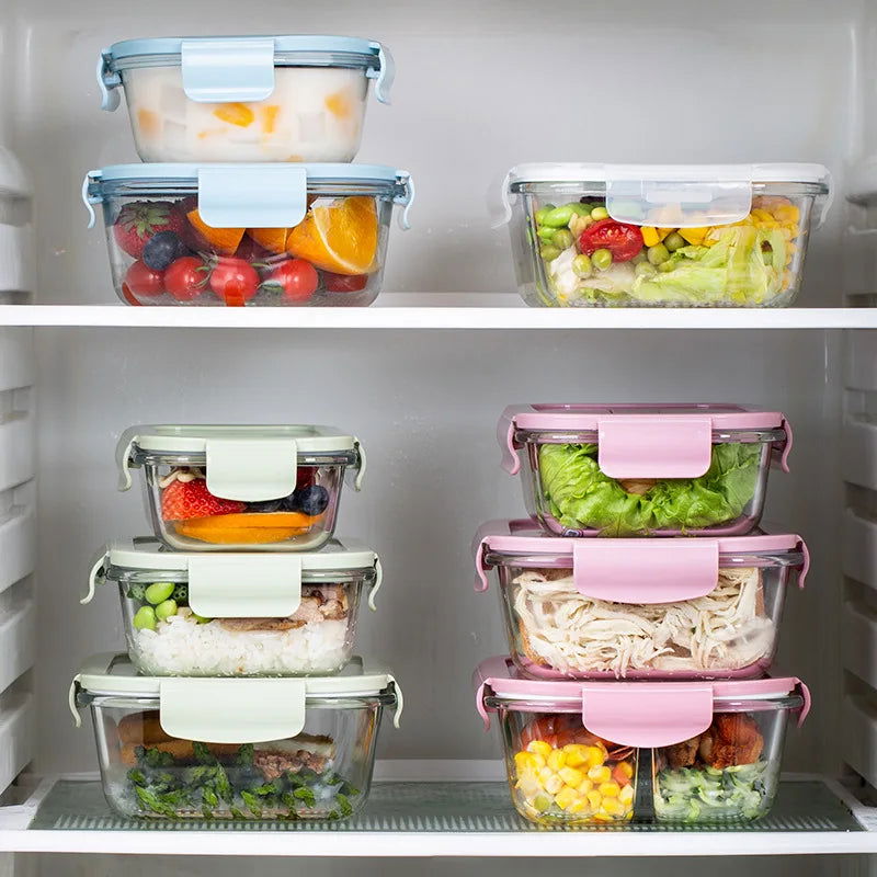 1040ML Multi-grid Glass Lunch Box Meal Prep Containers Glass Food Storage Containers With Lids Kitchen Storage & Organization - Slobuy