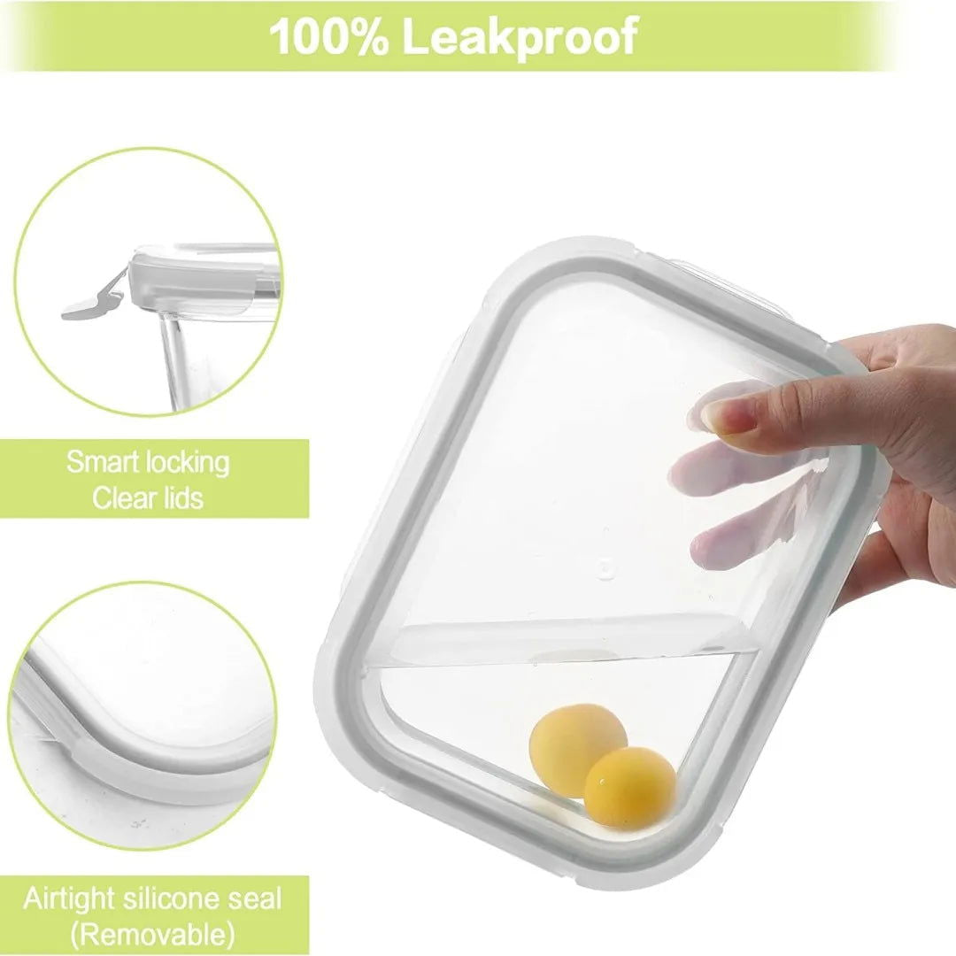 1040ML Multi-grid Glass Lunch Box Meal Prep Containers Glass Food Storage Containers With Lids Kitchen Storage & Organization - Slobuy