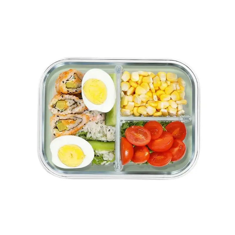 1040ML Multi-grid Glass Lunch Box Meal Prep Containers Glass Food Storage Containers With Lids Kitchen Storage & Organization - Slobuy