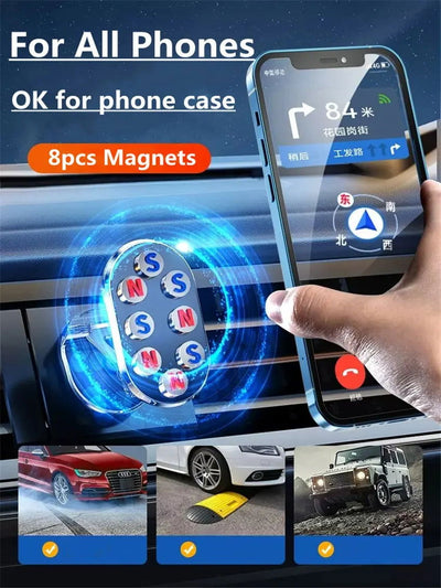 1080 Magnetic Car Phone Holder Magnet Smartphone Support GPS Foldable Phone Bracket in Car For iPhone 14 13 12 11 Samsung Xiaomi - Slobuy