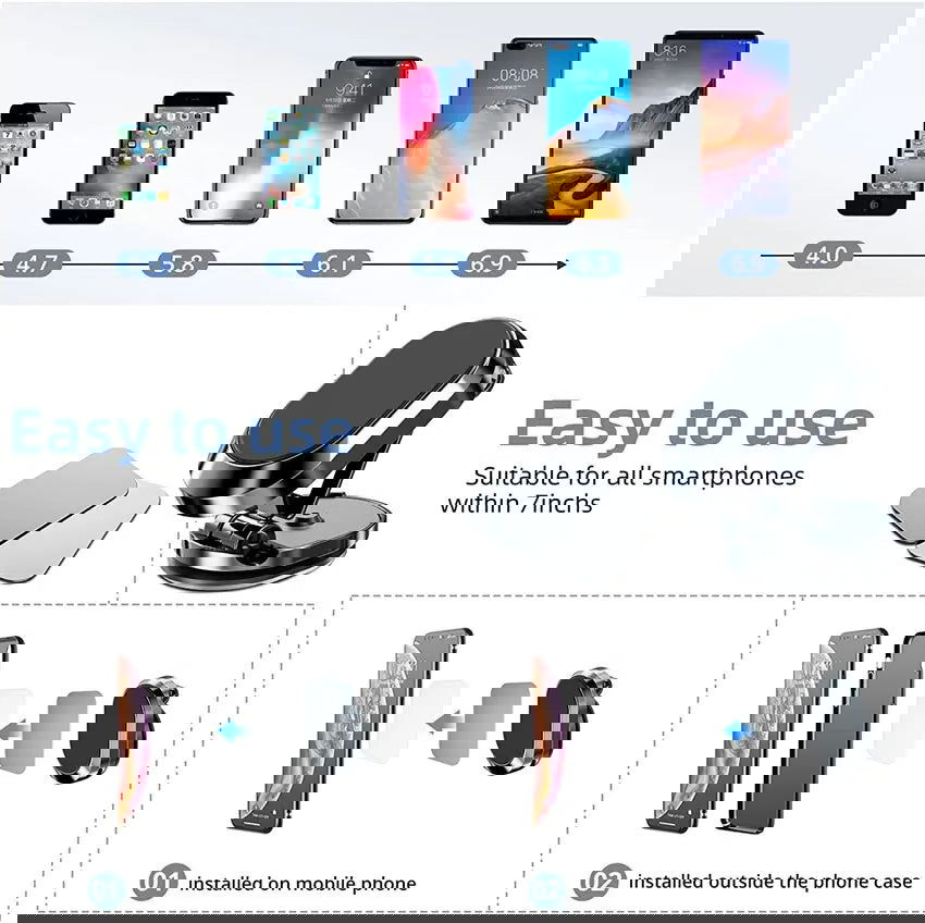 1080 Magnetic Car Phone Holder Magnet Smartphone Support GPS Foldable Phone Bracket in Car For iPhone 14 13 12 11 Samsung Xiaomi - Slobuy