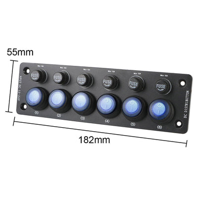 10A Fuse 24V 12V Switch Panel 6 Buttons Light Toggle Breaker Automotive Accessories For Caravan Truck Boat Marine RV Camping Car - Slobuy