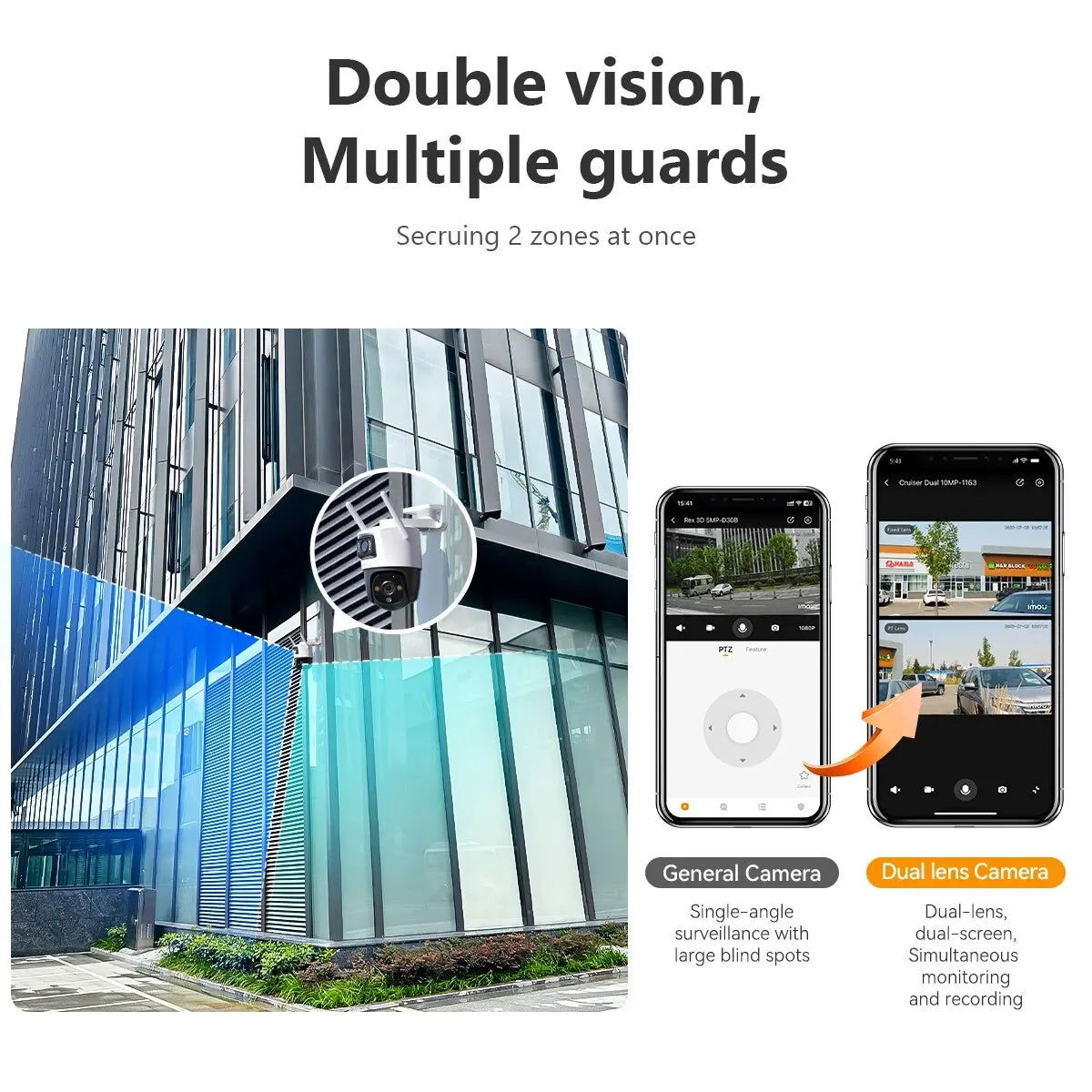 IMOU Cruiser Dual 8MP/10MP Dual Lens Outdoor PT Camera Home Security IP Camera AI Human & Vehicle Detection Surveillance Camera - Slobuy