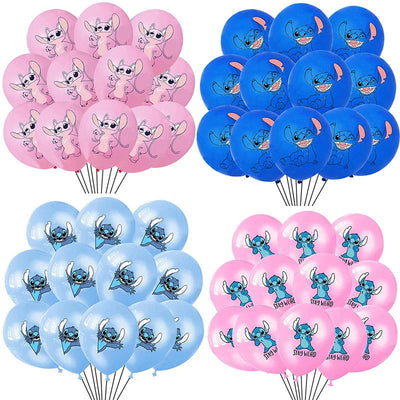 10PCS 12Inch Disney Lilo and Stitch  Latex Balloon Set Globo Boy Girl's Birthday Party Baby Shower Party Decorations Kid Toys - Slobuy
