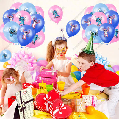 10PCS 12Inch Disney Lilo and Stitch  Latex Balloon Set Globo Boy Girl's Birthday Party Baby Shower Party Decorations Kid Toys - Slobuy