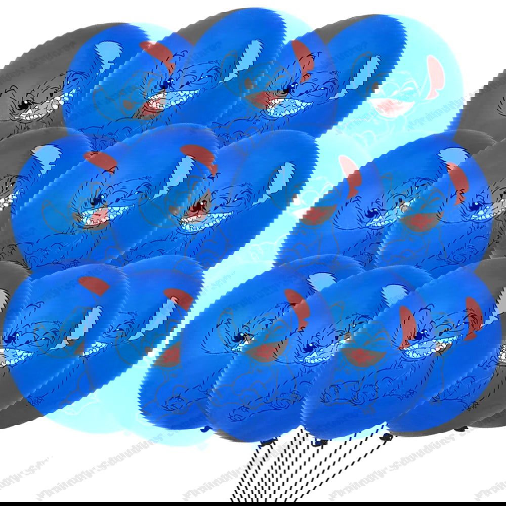 10PCS 12Inch Disney Lilo and Stitch  Latex Balloon Set Globo Boy Girl's Birthday Party Baby Shower Party Decorations Kid Toys - Slobuy