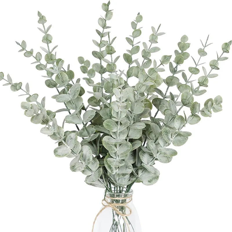 10PCS Gold Eucalyptus Leaf Artificial Plants Diy Christmas Fake Plant Flower Bouquet Ornament Home Garden Party Wedding Decor - Slobuy
