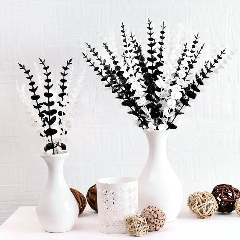 10PCS Gold Eucalyptus Leaf Artificial Plants Diy Christmas Fake Plant Flower Bouquet Ornament Home Garden Party Wedding Decor - Slobuy