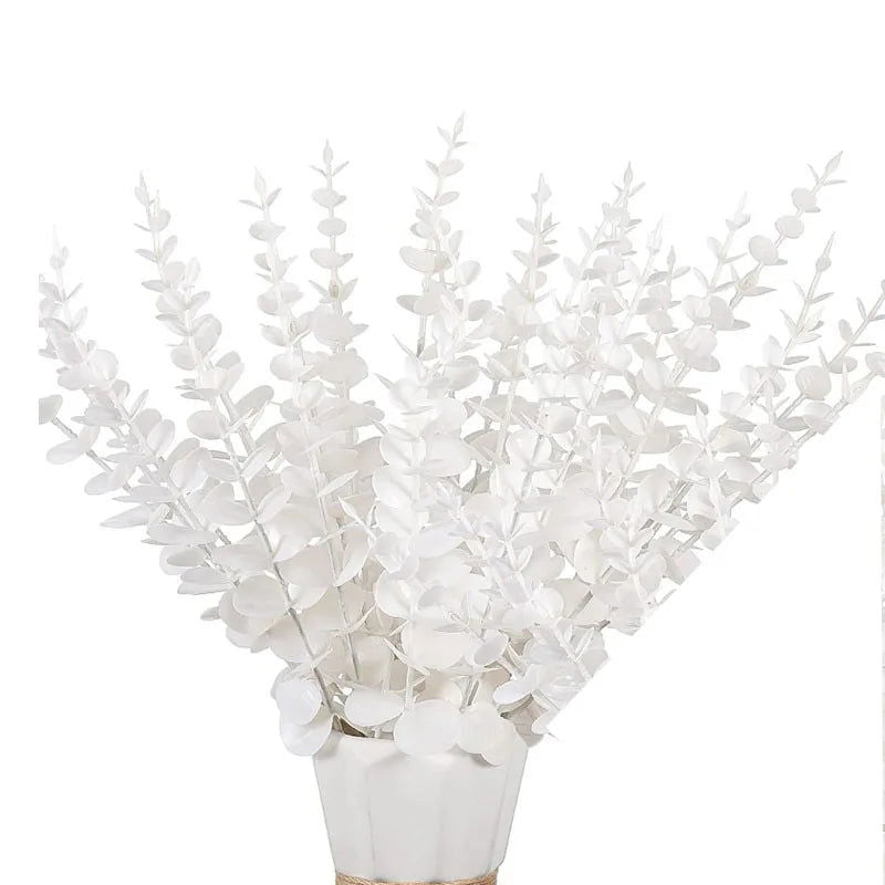 10PCS Gold Eucalyptus Leaf Artificial Plants Diy Christmas Fake Plant Flower Bouquet Ornament Home Garden Party Wedding Decor - Slobuy