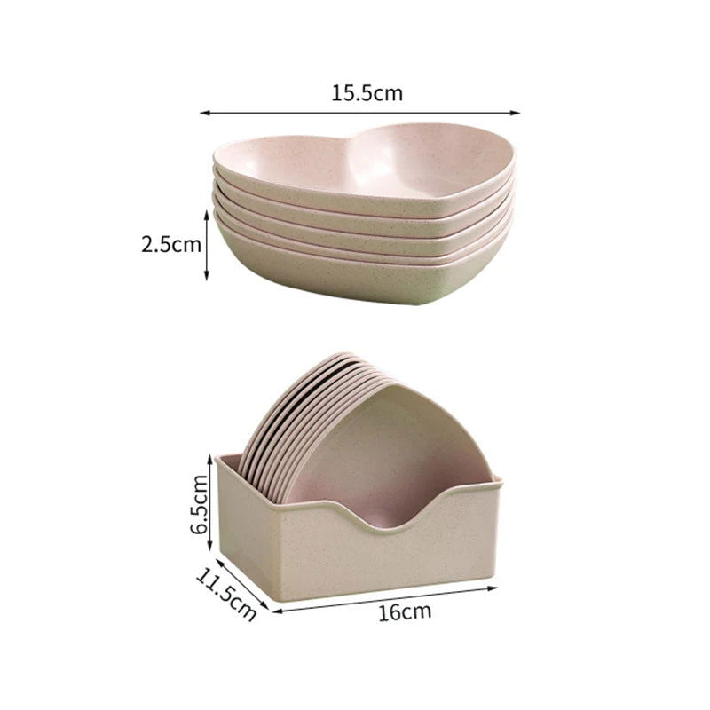 10PCS Love Heart Spit Bone Dish Home Party Use Food Grade Plastic Tray Fruit Plate Cake Snack Dessert Dining Table Garbage Plate - Slobuy