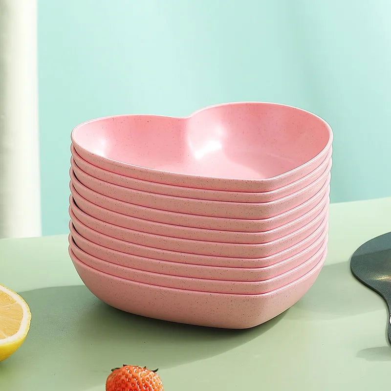 10PCS Love Heart Spit Bone Dish Home Party Use Food Grade Plastic Tray Fruit Plate Cake Snack Dessert Dining Table Garbage Plate - Slobuy