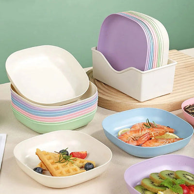 10Pcs Multi-function Spit Bone Dish Household Food Grade Plastic Spit Bone Dish Round Square Set Dining Table Garbage Plate - Slobuy