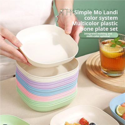 10Pcs Multi-function Spit Bone Dish Household Food Grade Plastic Spit Bone Dish Round Square Set Dining Table Garbage Plate - Slobuy