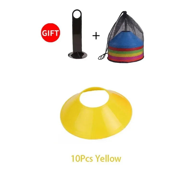10Pcs Soccer Cones Disc Football Training Discs With Carry Bag Holder Agility Exercise Field Markers Sports Training Equipment - Slobuy