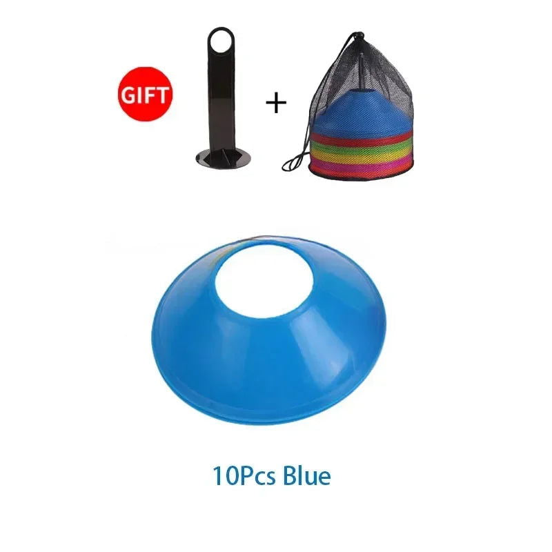 10Pcs Soccer Cones Disc Football Training Discs With Carry Bag Holder Agility Exercise Field Markers Sports Training Equipment - Slobuy