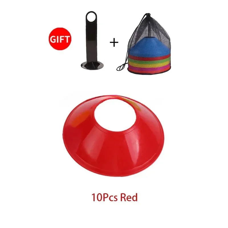 10Pcs Soccer Cones Disc Football Training Discs With Carry Bag Holder Agility Exercise Field Markers Sports Training Equipment - Slobuy