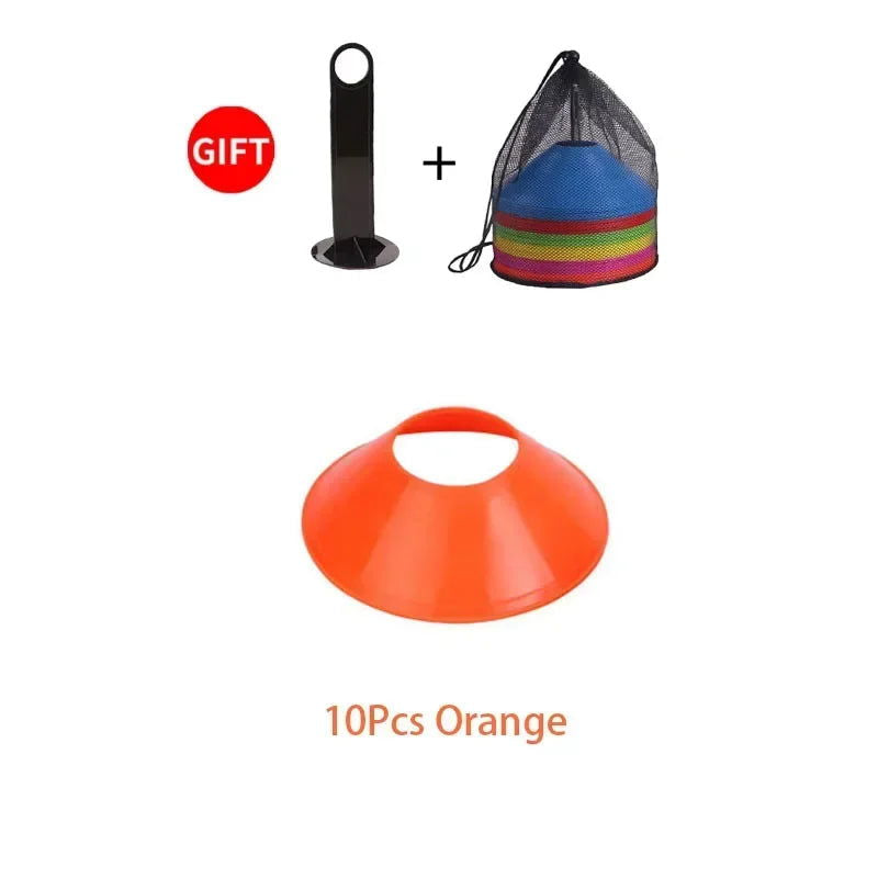 10Pcs Soccer Cones Disc Football Training Discs With Carry Bag Holder Agility Exercise Field Markers Sports Training Equipment - Slobuy
