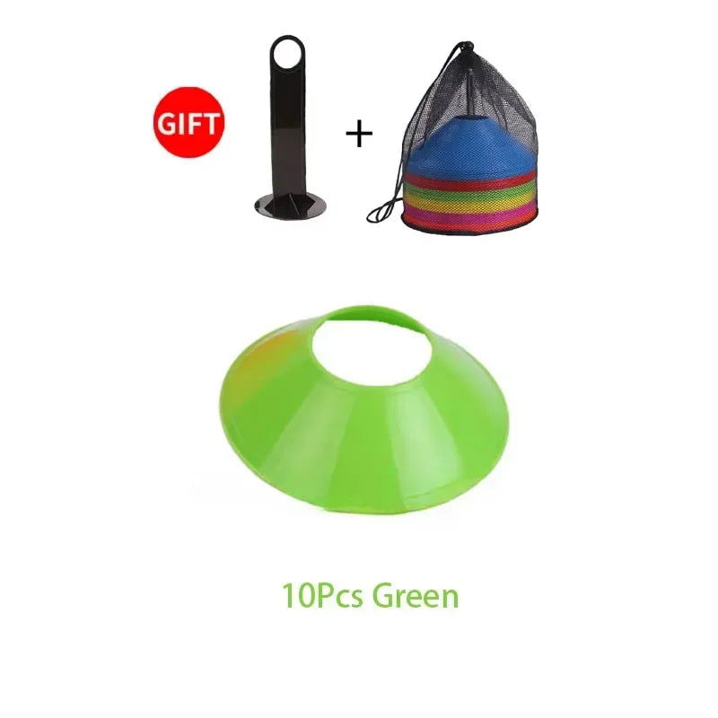 10Pcs Soccer Cones Disc Football Training Discs With Carry Bag Holder Agility Exercise Field Markers Sports Training Equipment - Slobuy