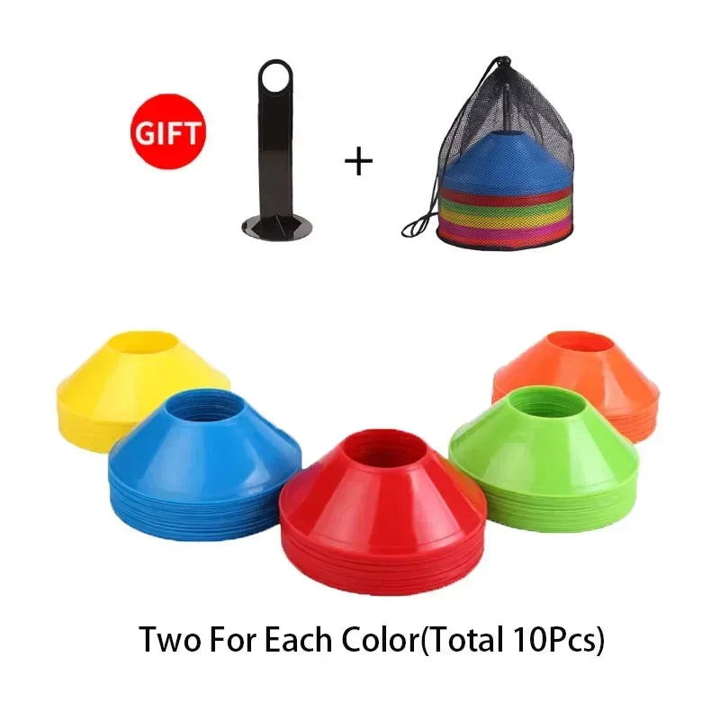 10Pcs Soccer Cones Disc Football Training Discs With Carry Bag Holder Agility Exercise Field Markers Sports Training Equipment - Slobuy