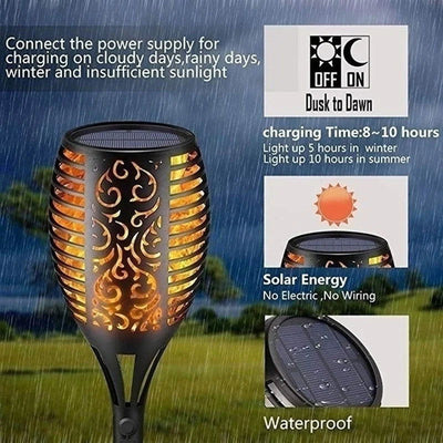 1/2/4/6/8/10Pcs Solar Flame Torch Lights Flickering Light Waterproof Garden Decoration Outdoor Lawn Path Yard Patio Floor Lamps - Slobuy