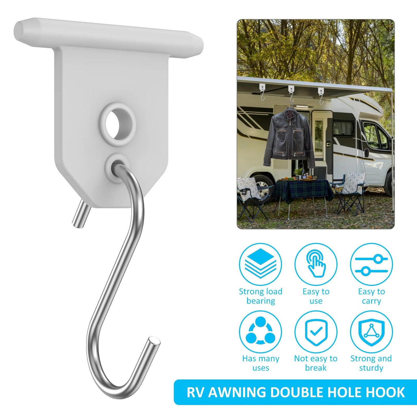 10Pcs Sturdy Awning Hooks for RV S Shaped Camping Awning Hooks Metal Party Light Hangers Hats Outdoor Camper Hanging Accessories - Slobuy