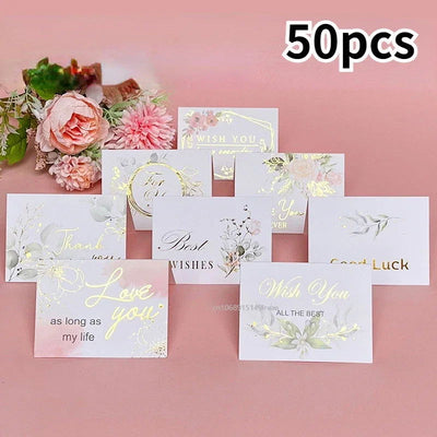 50/10Pcs Thank You Greeting Paper Envelopes Wedding Card New Year Blessing Postcards Business Invitations Party Supplies - Slobuy