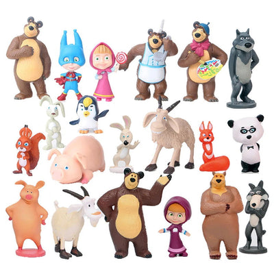 10Pieces Masha and the Bear Action Figure Anime Model Cartoon Toys For Friends gifts - Slobuy