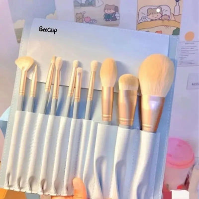 10Portable Soft-Bristled Makeup Brushes Morandi Color Makeup Brush Set Novice Beginners Advanced Full Set of Makeup Tools - Slobuy