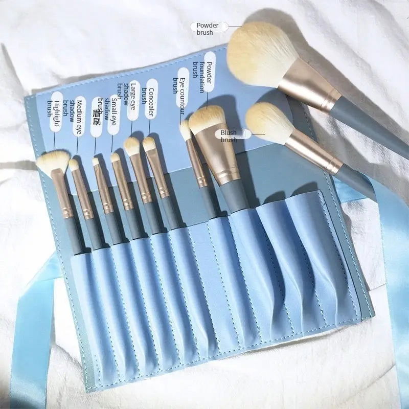 10Portable Soft-Bristled Makeup Brushes Morandi Color Makeup Brush Set Novice Beginners Advanced Full Set of Makeup Tools - Slobuy