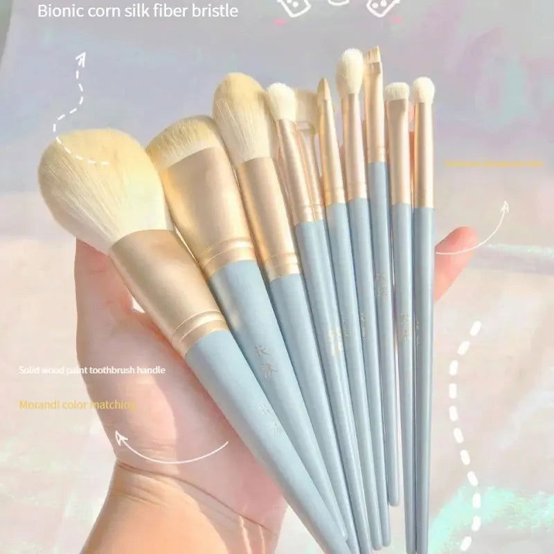 10Portable Soft-Bristled Makeup Brushes Morandi Color Makeup Brush Set Novice Beginners Advanced Full Set of Makeup Tools - Slobuy