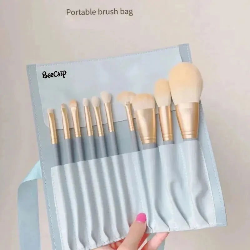 10Portable Soft-Bristled Makeup Brushes Morandi Color Makeup Brush Set Novice Beginners Advanced Full Set of Makeup Tools - Slobuy
