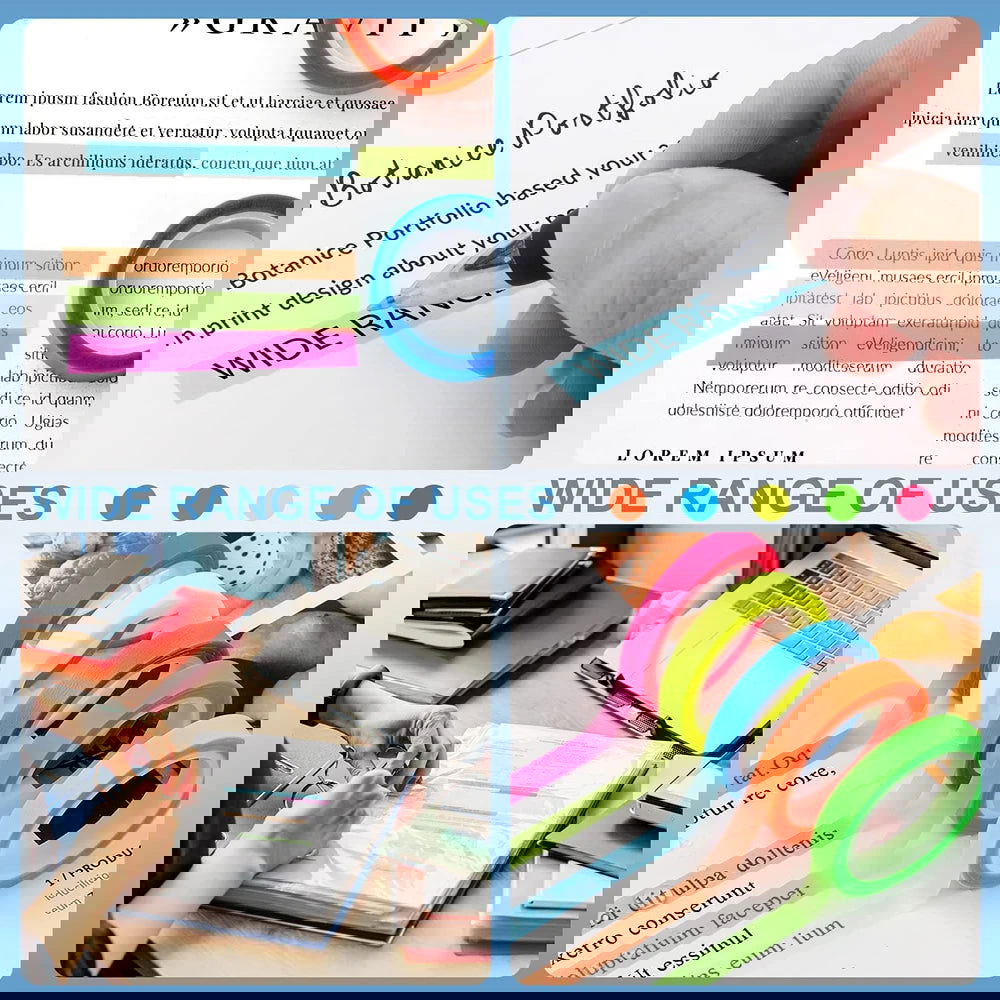 5/10Roll Waterproof Index Stickers Transparent Fluorescent Tape Tabs Reading Note Stationery Label School Office Students Gift - Slobuy