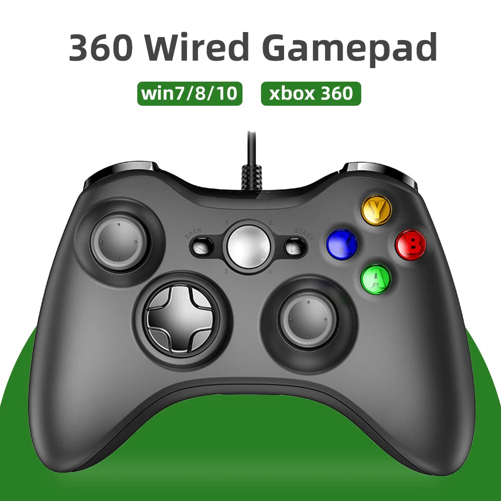 XBOX 360 wired gamepad  supports Xbox 360 slim PC gamepad  supports Steam and can adapt to Win7/10 - Slobuy