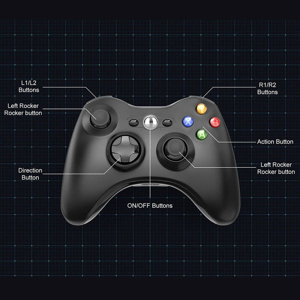 XBOX 360 wired gamepad  supports Xbox 360 slim PC gamepad  supports Steam and can adapt to Win7/10 - Slobuy