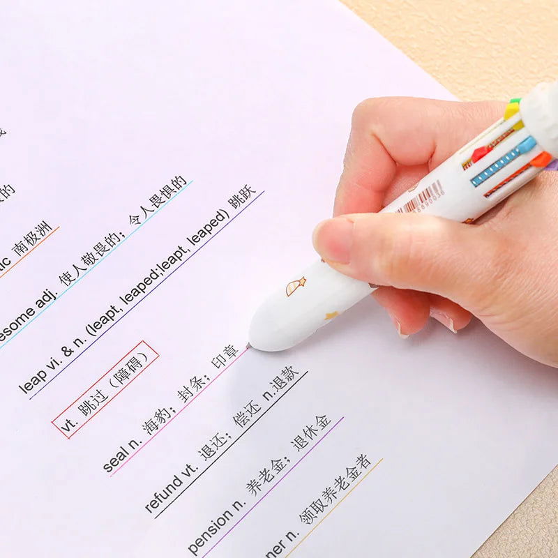 10 Colors Ballpoint Pen Cartoon Bear 0.5mm Colorful Ink Gel Pens Silicone Kawaii Pens School Office Supplies Korean Stationery - Slobuy
