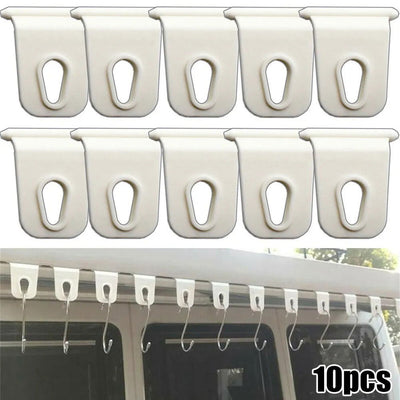10 PCS Camping Awning Hooks Plastic Clips Racks Tool Awning Clothes Hooks Fit For RV Camper Caravan Car Auto Accessories - Slobuy