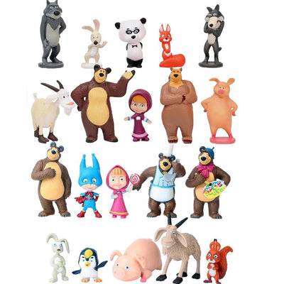 10 Pcs Masha and the Bear Action Figure Anime Model Cartoon Toys For Friends gifts - Slobuy