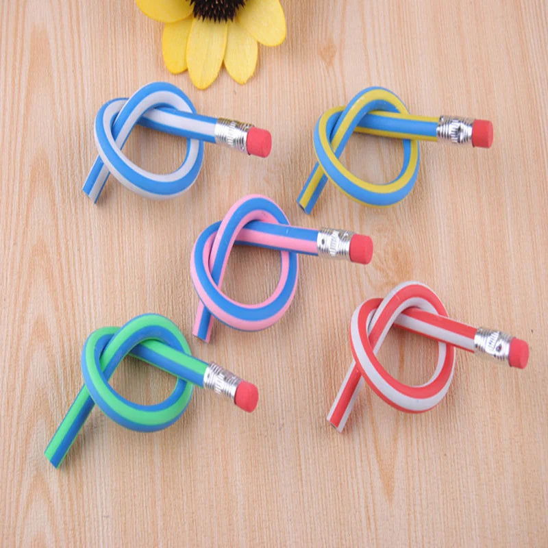 10 Pieces Cute Candy Color Soft Flexible Standard Pencils Stationery - Slobuy