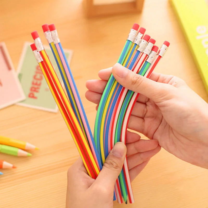 10 Pieces Cute Candy Color Soft Flexible Standard Pencils Stationery - Slobuy