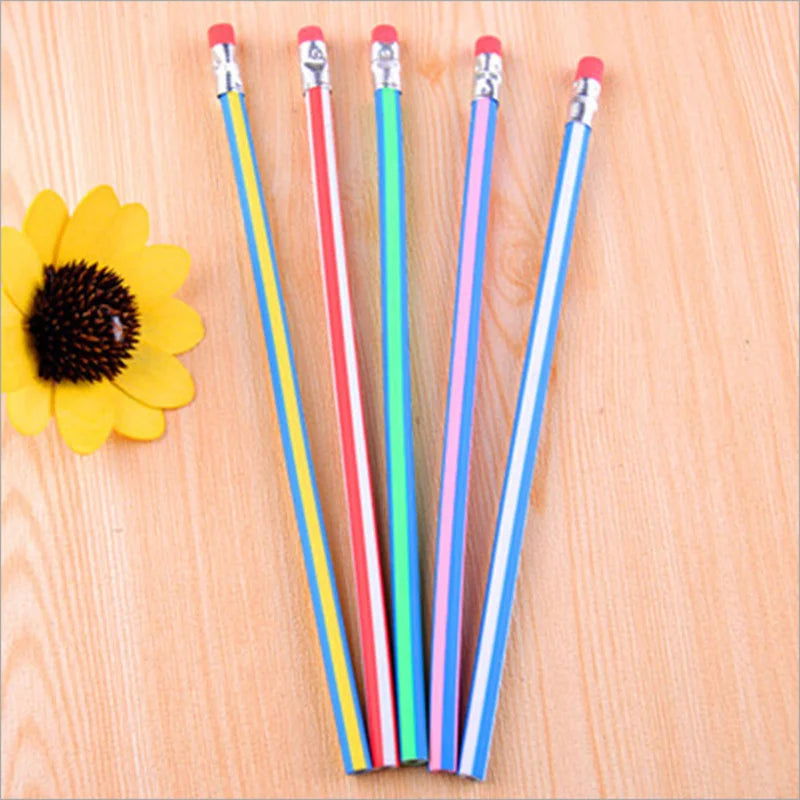 10 Pieces Cute Candy Color Soft Flexible Standard Pencils Stationery - Slobuy